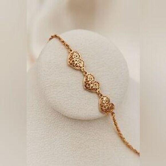 No Brand Jewelry - Women's Gold Tone Heart Shaped Charm Adjustable Chain Bracelet Dainty Feminine